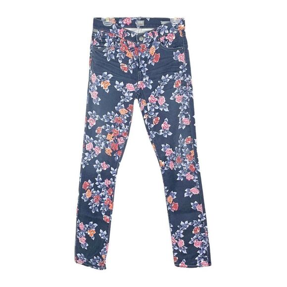 CITIZENS OF HUMANITY Blue Floral MANDY High Waist Retro Slim Roll Up Jeans 26 - Picture 3 of 12